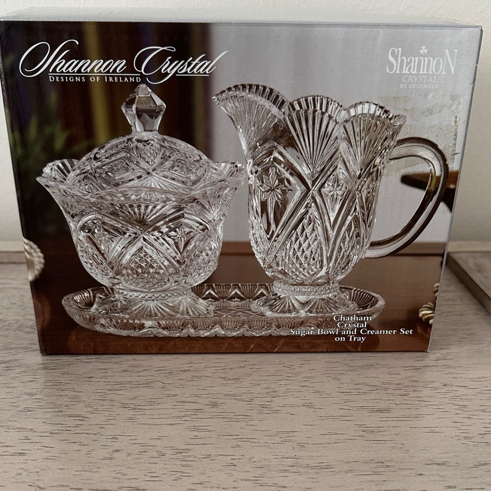 Shannon Crystal Sugar Bowl and Creamer Set